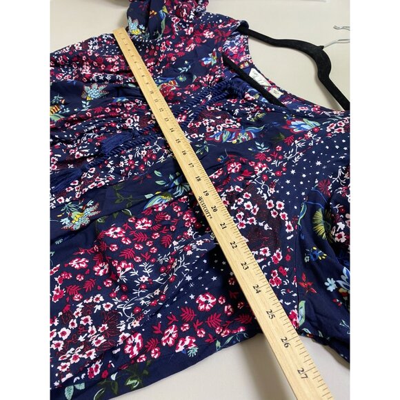 Cafe Marrakesh Floral Boho Peasant Top Blouse Womens Plus Size 3X Blue Pink - Picture 7 of 16